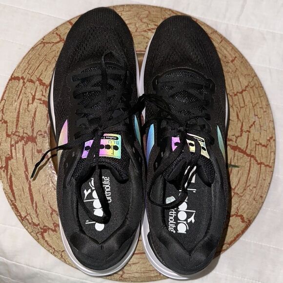 NIKE 9.5 Quest Slip Resistant Black Tan Knit Blue White Running Sneakers - Picture 12 of 15